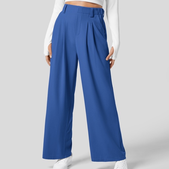 NWT HALARA High Waisted Plicated Side Pocket Wide Leg Waffle Work Pant Large T - Picture 3 of 7